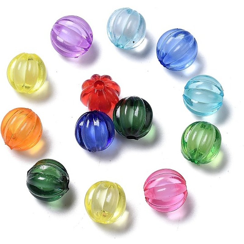 Perles Acryliques Transparentes Rondes en Couleurs Mélangées, 10mm, 1100pcs — Perles à bijoux
