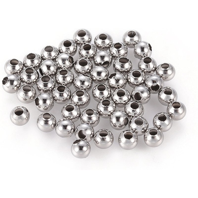 Perles rondes creuses en acier inoxydable 304 pour la fabrication de bijoux — Perles à bijoux