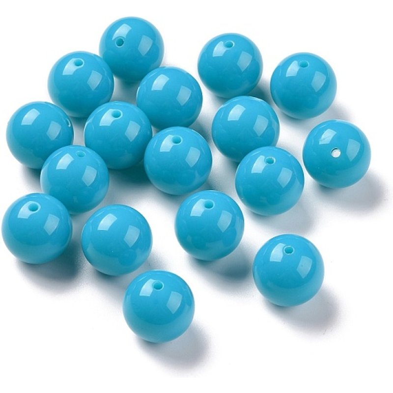 Perles acryliques fluorescentes, Chunky, rondes, bleu Dodger, 20mm — Perles à bijoux
