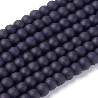 Frosted Black Glass Bead Strands, Round, 4mm, 200pcs/strand