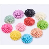Opaque Resin Flower Cabochons, Mixed Colors, 15x6mm