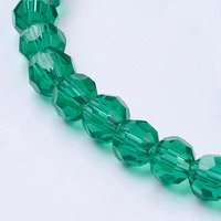 Fils de perles en verre teal, facettées rondes, 4mm, 87-93pcs/fils — Perles à bijoux
