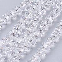 Glass Beads Strands, Faceted Round Clear, 8mm, 66-67pcs