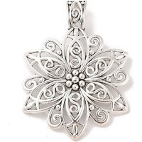 Tibetan Style Alloy Focal Pendant, Antique Silver Filigree Flower