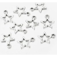 Tibetan Style Alloy Star Charms in Antique Silver