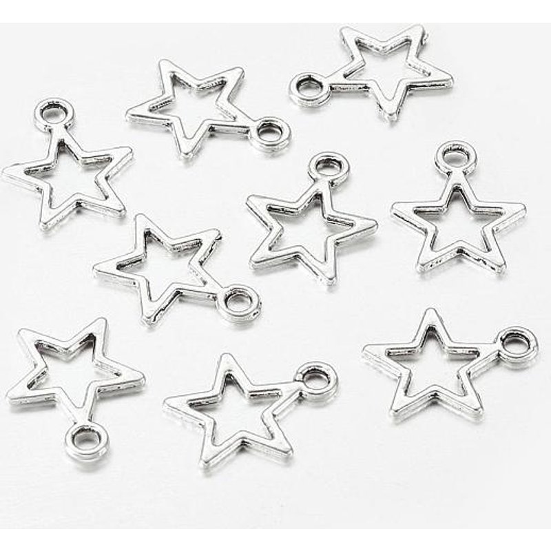 Charms en alliage de style tibétain, étoile en argent antique — Breloques et pendentifs