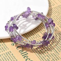 Bracelet en Améthyste Naturelle avec Fil Mémoire en Acier — Bracelet Femme