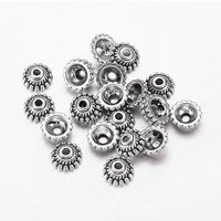 Tibetan Style Alloy Bead Caps in Antique Silver - 8mm Diameter — Jewelry Beads
