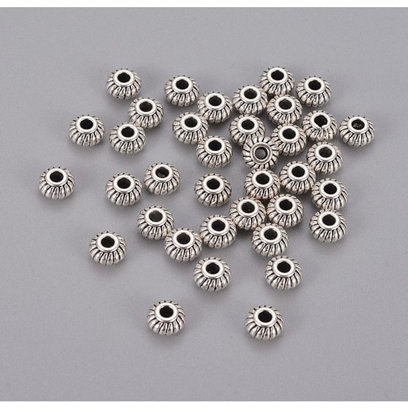 Perles de séparation en alliage, Rondelle, Argent antique, sans cadmium ni plomb — Perles à bijoux