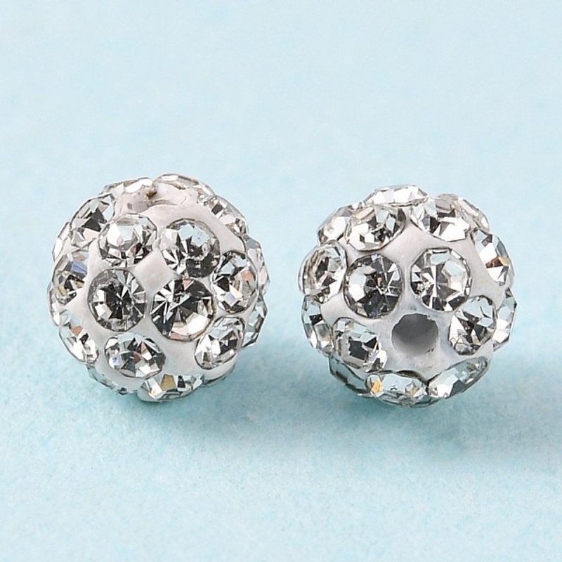 Perles en argile polymère avec strass Pave Disco Ball, Grade A, Rond — Perles à bijoux
