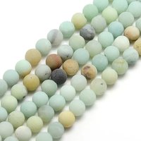 Natural Frosted Flower Amazonite Round Bead Strands, 8mm, 1mm Hole — Jewelry Beads