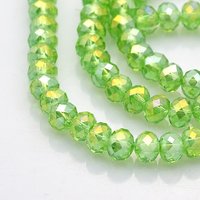 Brins de perles en verre rondelles plaquées AB, vert clair, 6x4mm — Perles à bijoux