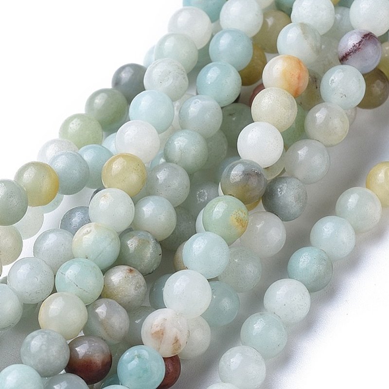 Fils de perles en amazonite naturelle, rond, 8mm, trou : 1mm — Perles à bijoux