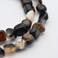 Natural Black Agate Bead Strands, Dyed & Heated, 5-7mm