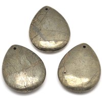 Teardrop Natural Pyrite Pendants 45x35x10mm with 2mm Hole — Charms & Pendants