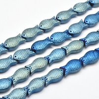 Brins de Perles de Poisson en Verre Électroplaqué Givré, Vert, 30pcs — Perles à bijoux