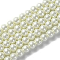 Brins de Perles Ronde en Verre Teinté Écologique, Beige, 8mm — Perles à bijoux