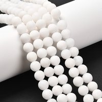 Brins de perles en jade blanc naturel, givré, rond, 8mm — Perles à bijoux
