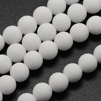 Fils de perles en jade blanc naturel, givré, rond, 6mm — Perles à bijoux