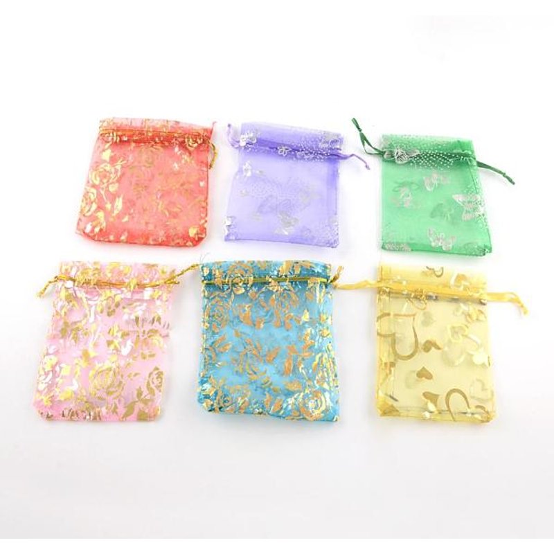Sacs en Organza Imprimés, Sacs Cadeaux, Rectangulaires, Motifs et Couleurs Variés — Rangement et présentation