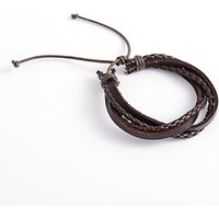 Bracelet en cuir ajustable à plusieurs brins avec cordon ciré, brun noix de coco — Bracelet Femme
