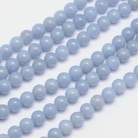 Fils de perles d'Angelite naturelle, rondes 6mm, 15.5 pouces — Perles à bijoux