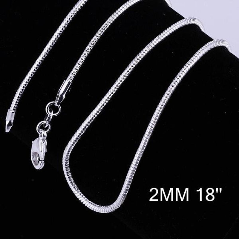Brass Round Snake Chain Necklace with Lobster Claw Clasp, 18 inch — Pendant Necklace