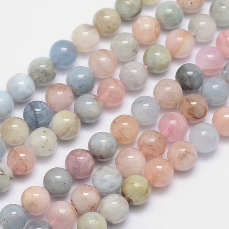 Fils de perles rondes en morganite naturel, 8mm, 15,5 pouces, 47pcs — Perles à bijoux