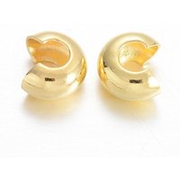 Couvercles de perles à écraser en laiton, dorés, 5 mm de diamètre, trou de 3 mm — Perles à bijoux