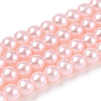Brins de perles rondes en verre perlé peint, rose brumeux — Perles à bijoux