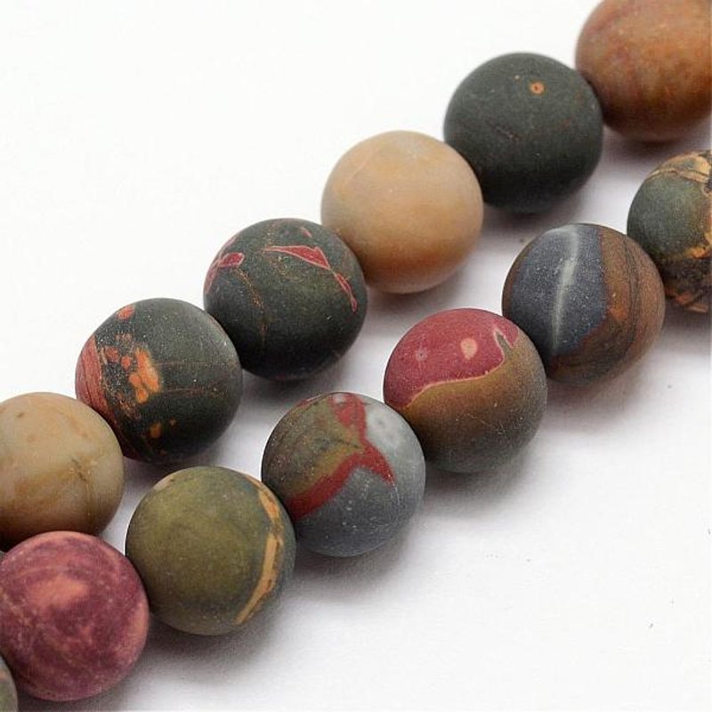 Brins de perles en jaspe polychrome naturel, 10mm, 36-37pcs — Perles à bijoux