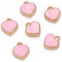 Charm en Émail en Alliage en Forme de Cœur en Or Clair et Rose — Breloques et pendentifs