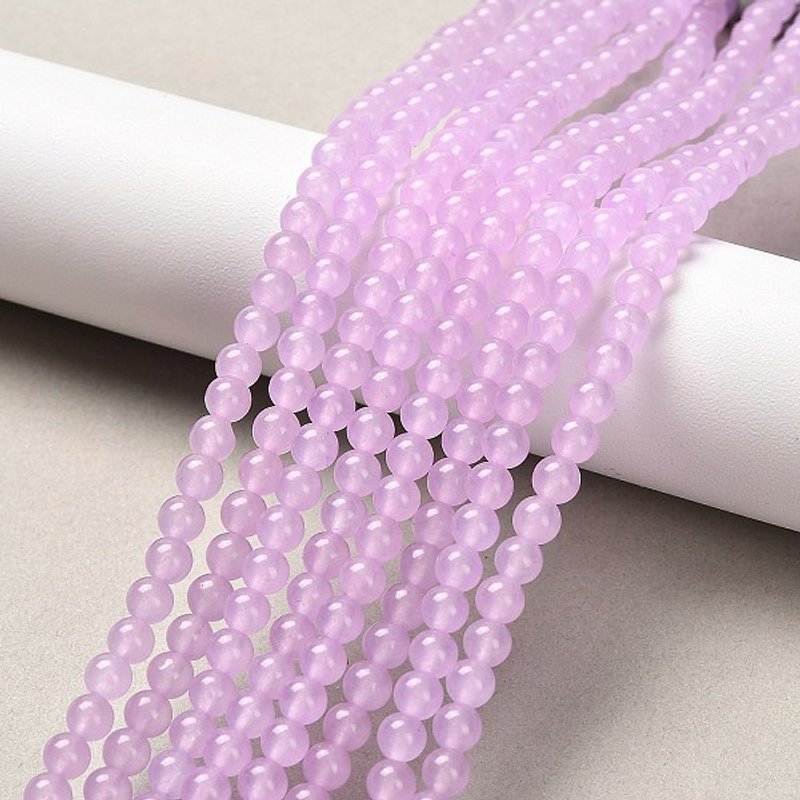 Natural and Dyed Malaysia Jade Bead Strands, Round, Plum, 4mm — Jewelry Beads