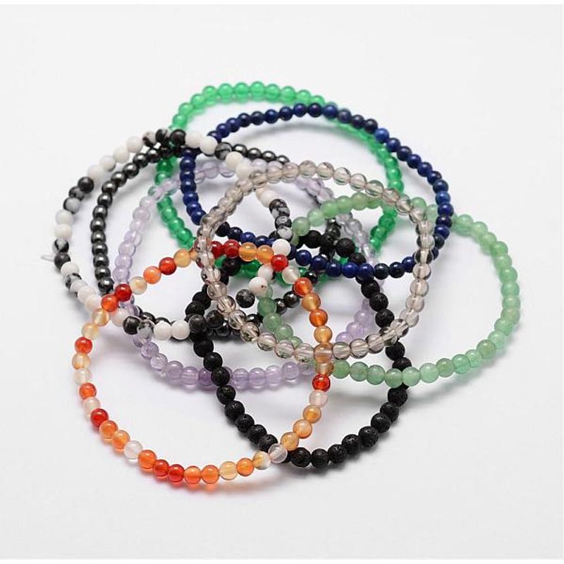 Bracelet élastique en pierres gemmes naturelles et synthétiques, 52mm — Bracelet Femme