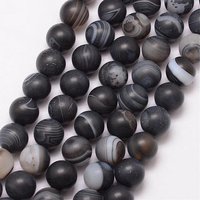 Brins de Perles en Agate Noire Naturelle, Ronde, Grade A, 8mm, 15 pouces — Perles à bijoux