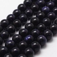 Brins de perles en or bleu synthétique, rondes, 6mm, 15 pouces — Perles à bijoux