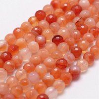 Fil de perles de cornaline naturelle, facettées, rondes, 4mm, 96pcs — Perles à bijoux