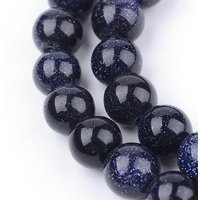 Brins de perles en or bleu synthétique, rond, 4-4.5mm, 96pcs — Perles à bijoux