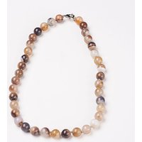 Collier en Agate Teintée Naturelle avec Fermoir en Laiton, Gris, 18,9 po — Collier pendentif