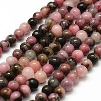 Fils de perles de rhodonite naturelle, rondes 8mm, 15 pouces