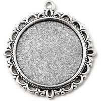 Réglages de cabochon en alliage de style tibétain, argent antique — Accessoires pour bijoux