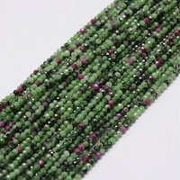 Brins de perles de rubis dans la zoïsite, ronds, facettés, 2mm