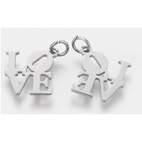 304 Stainless Steel Love Word Pendant - Tarnish Resistant — Charms & Pendants
