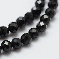 Brins de Perles en Spinelle Noir Naturel, Ronds Facettés, 4mm — Perles à bijoux