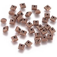 Perles Espaceuses Carrées de Style Tibétain, Sans Plomb, Sans Nickel, Cuivre Rouge