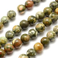 Fils de perles de jaspe rhyolite naturel, ronds, 6 mm, 15 pouces