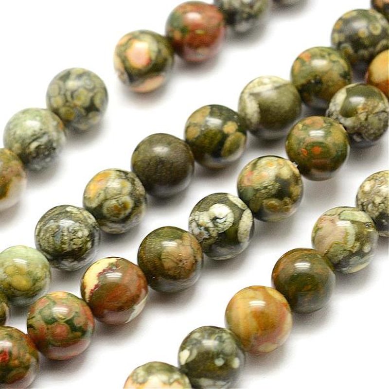 Fils de perles de jaspe rhyolite naturel, ronds, 6 mm, 15 pouces — Perles à bijoux