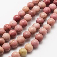 Brins de perles de rhodonite naturelle, rondes, 4mm, 15-16 pouces — Perles à bijoux