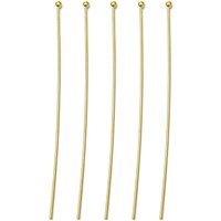 Brass Ball Head Pins, Golden, 0.7mm Thick, 60mm Long