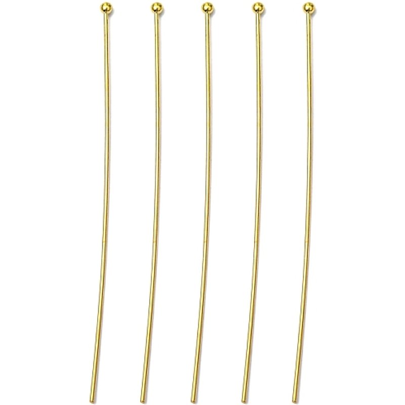 Épingles à Tête Ronde en Laiton, Dorées, 0,7mm d'Épaisseur, 60mm de Longueur — Accessoires pour bijoux